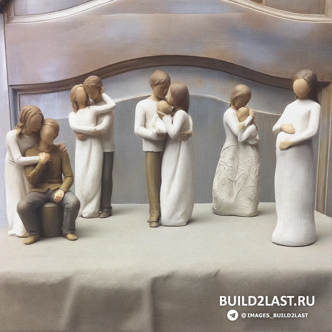 Изображение деревянной фигурки, символизирующей любовь и заботу, с изящными деталями и мягкими линиями